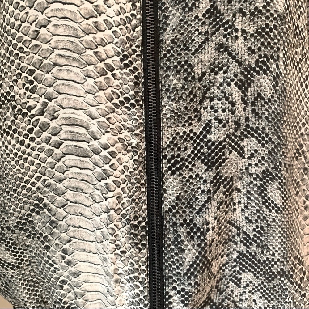 Gold Hawk Silk Python Snake Print Bomber Jacket Z… - image 7